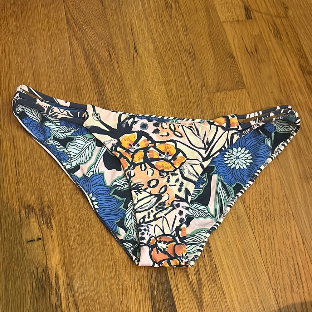 Maaji Floral Reversible Bikini Bottom - Blue, Orange, Pink, Green